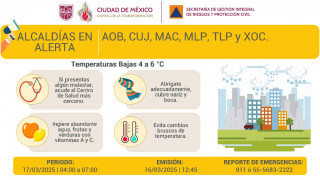 SE ACTIVA ALERTA AMARILLA POR PRONÓSTICO DE TEMPERATURAS BAJAS