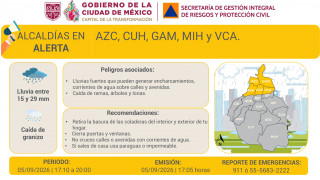 SE ACTIVA ALERTA AMARILLA POR INTENSIFICACIÓN DE LLUVIAS FUERTES Y POSIBLE CAÍDA DE GRANIZO