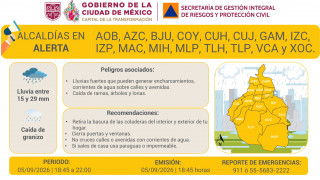 SE ACTUALIZA ALERTA AMARILLA POR PERSISTENCIA DE LLUVIAS FUERTES Y POSIBLE CAÍDA DE GRANIZO